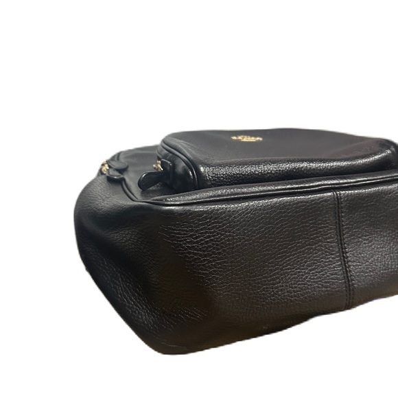 EUC Coach Medium Charlie Black Pebble Leather Goldtone Backpack - Picture 3 of 13